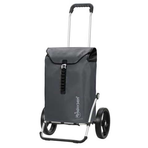 ANDERSEN Einkaufstrolley - Royal Shopper Ortlieb anthrazit 49 L Handwagen, wasserdicht, wetterfest, Aluminium, klappbar, leise Räder