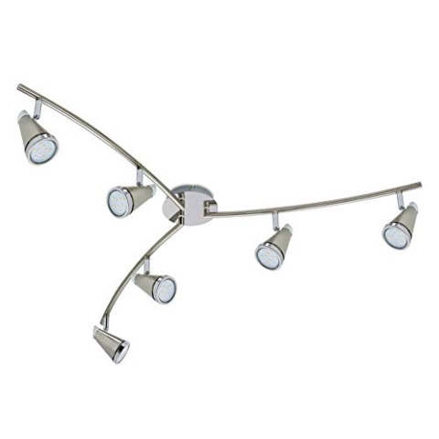 Trango 6-flammig LED Deckenleuchte 2992-62SD in Nickel matt incl. 6x 5 W 3-Stufen dimmbaren LED Leuchtmittel - Bad Lampe, Deckenlampe, Deckenstrahler, Deckenspot, Wohnzimmer Lampe schwenkbar