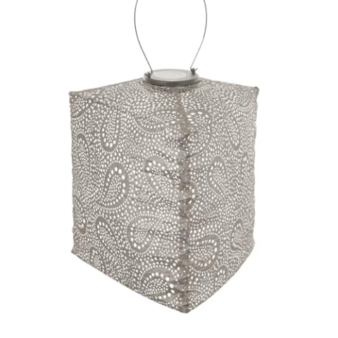 LUMIZ Solarlaterne - für Außen - Paisley - Dreieck - Gartenbeleuchtung - Solarlampen - Gartendeko - 28cm - Hell Taupe