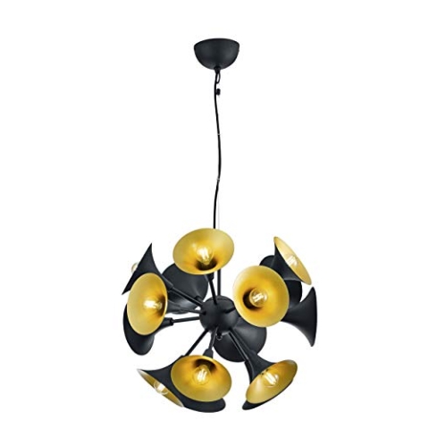 Trio Leuchten Pendelleuchte Orchestra 303201532, Metall Schwarz/goldfarbig, exkl. 15x E14