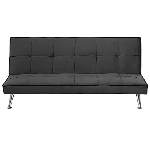 Beliani 3-Sitzer Sofa mit Schlaffunktion Stoff grau Schlafsofa ohne Armlehnen Hasle II