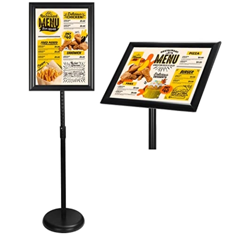 Belle Vous Schwarzer Plakathalter A3 Verstellbarer Infoständer - Bodenständer aus Aluminium - Aufsteller A3 - Klapprahmen A3 für Hoch- und Querformat - Für Hochzeiten, Messen, Einzelhandel & Menüs