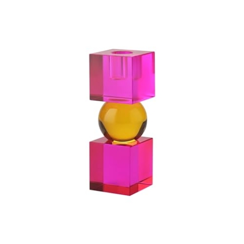 Gift Company Sari, Kristallglas, Kerzenhalter, Kugel, 2 Cubes, pink/orange, gs, 5x14x5cm