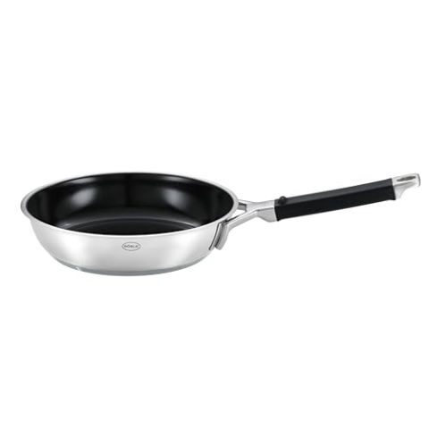 RÖSLE SILENCE PRO ProCeraPlus Bratpfanne Ø 20 cm, Antihaft & Robust - Hitzebeständig bis 260 °C, Keramikversiegelung, Edelstahl 18/10, Siberfarben/Schwarz, 39,1 x 21,5 x 8,5 cm
