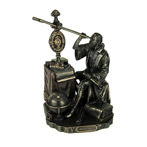 Gallileo Galilei Teleskop-Statue, Bronze-Finish