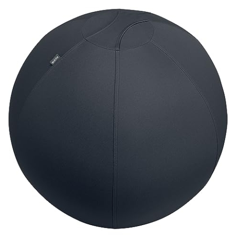 Leitz Ergo Active Sitzball mit Anti-Wegroll-Funktion, Ergonomische Alternative zum Bürostuhl, Gymnastikball, 75 cm Durchmesser, Stoffbezug, Für Büro oder Home Office, Ergo-Serie, Dunkelgrau, 65430089