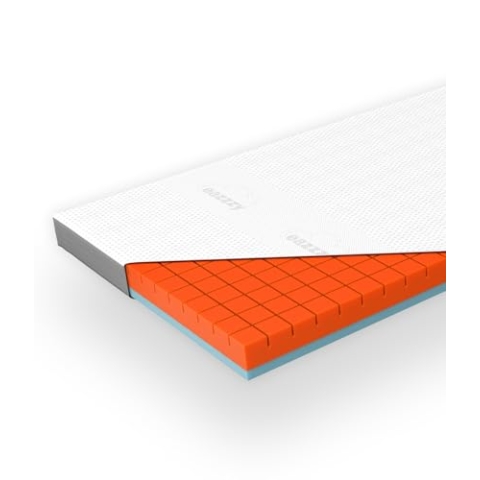 Genius eazzzy Premium Cube Topper, Height 9 cm, Ergonomic 2-in-1 Reversible Mattress Topper with Firm & Soft Side, Breathable Mesh Cover, Corner Loops, 90 x 200 cm