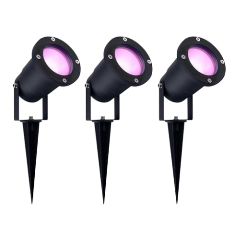 Ledvion - 3X SMART Wifi LED Strahler, Aluminium, IP65, 5W, RGBWW, 1 Meter Kabel, LED Strahler, Außen Garten Spot