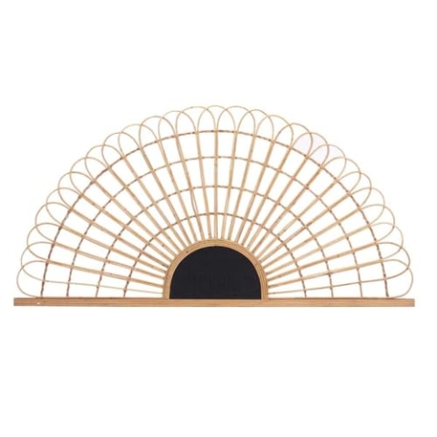 Gift Decor Bett-Kopfteil Fächer Braun Schwarz Rattan 160 x 80 x 2 cm