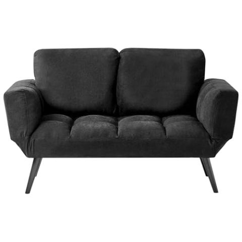 Beliani Modernes Schlafsofa in Schwarz mit Polsterbezug verstellbaren Armlehnen Brekke