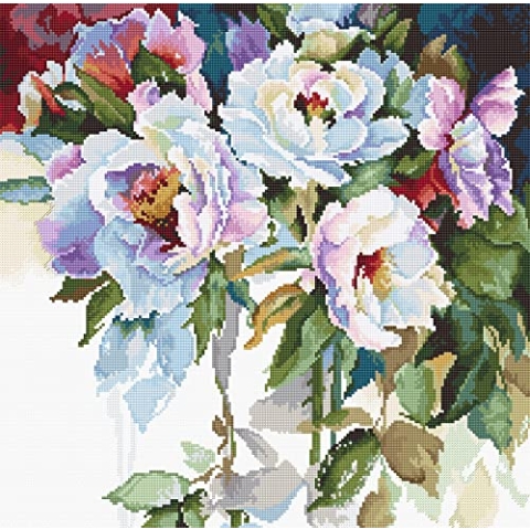 Luca-S Kreuzstich Set Weiße Rosen Zählmuster, Multifarbig