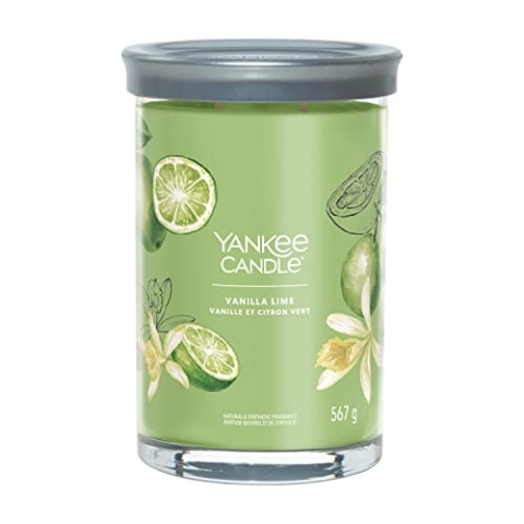 Yankee Candle Signature Duftkerze | große Tumbler-Kerze mit langer Brenndauer „Vanilla Lime“ | Soja-Wachs-Mix | Perfekte Geschenke für Frauen