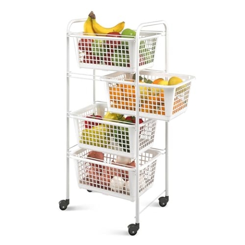 METALTEX Blanc CARRITO 4 CESTOS 'Miami' Blanco, Detailed in The Description, weiß