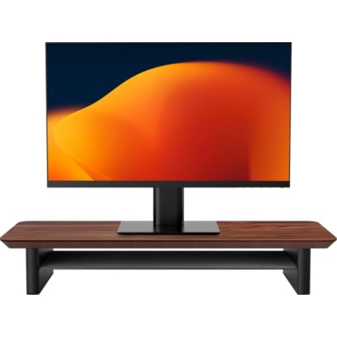 Alberenz® Monitorständer aus Walnussholz – Ergonomischer Bildschirm-Ständer für 1 Monitor bis 35 Zoll, mit integriertem Kabelmanagement