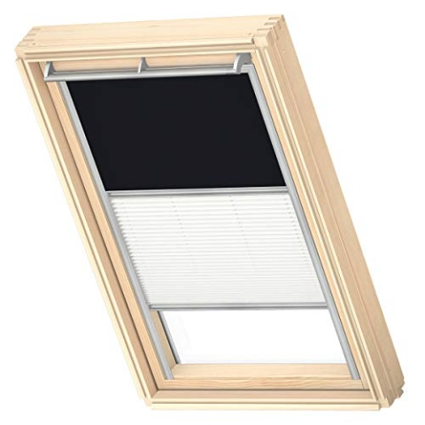 VELUX Original Dachfenster Duo Verdunkelungsrollo für FK06, Schwarz, mit Grauer Führungsschiene