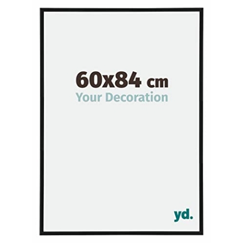 yd. Your Decoration - Bilderrahmen 60x84 cm - Schwarz Matt - Bilderrahmen aus Kunststoff mit Acrylglas - Antireflex - Rahmen 60x84 cm - Annecy