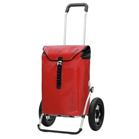 ANDERSEN Einkaufstrolley - Royal Shopper Ortlieb rot 49 L Handwagen, wasserdicht, wetterfest, Aluminium, klappbar, luftbereiftes Kugellagerrad