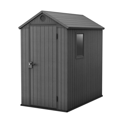 Keter Gerätehaus Darwin 4x6, Grau, Außenmaße 184,5x125,8x205cm, wartungsfrei, wetterfest, wasserdicht, mit Unterboden