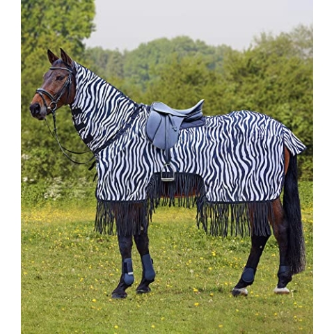 Waldhausen Fliegenausreitdecke Zebra mit Fransen, 145 cm