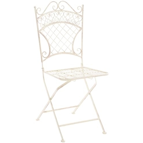 CLP Eisen-Klappstuhl Adeler im nostalgischen Design I Klappbarer Gartenstuhl mit edlen Verzierungen I erhältlich, Farbe:antik-Creme