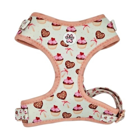 Hundegeschirr - Soft Geschirr Hund - Rosa - Törtchen - Kekse - Herzen - Classy in The City - Paw My God! - Größe S