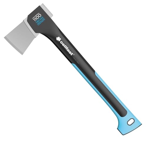 CELLFAST Axt Zum Fällen Zimmermannsaxt Gartenaxt Bauaxt Transportschutz Haltbar Gehärteter Stahl Safetouch Glasfaserverstärkter Stiel 450 mm 1,1 kg