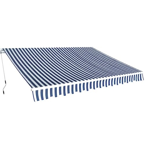vidaXL Gelenkarmmarkise 350cm Blau/Weiß Markise Sonnenschutz Terrasse Balkon
