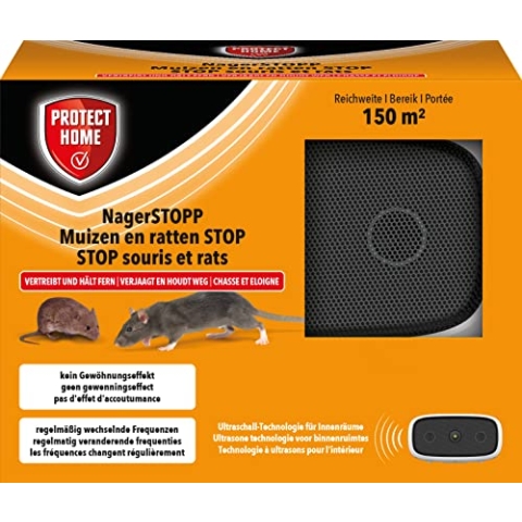 PROTECT HOME NagerSTOPP, elektronischer Ultraschall-Schädlingsvertreiber zur Abwehr von Ratten und Mäusen für 150 m²