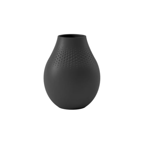 Villeroy und Boch Collier Noir Vase Perle No. 2, 16 x 116 x 20 cm, Premium Porzellan, Schwarz