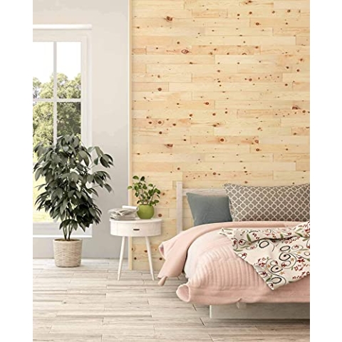 wodewa Wandverkleidung Holz selbstklebend 3D Echtholz Zirbe 1m² Wandpaneele Moderne Wanddekoration Holzverkleidung Holzwand Wohnzimmer Küche Schlafzimmer