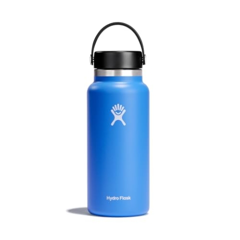 HYDRO FLASK - Wide Mouth - Trinkflasche 946ml (32oz) - Isolierte Wasserflasche aus Edelstahl - Sportflasche mit auslaufsicherem Flex Cap-Deckel & Gurt - Thermoflasche Spülmaschinenfest - Cascade