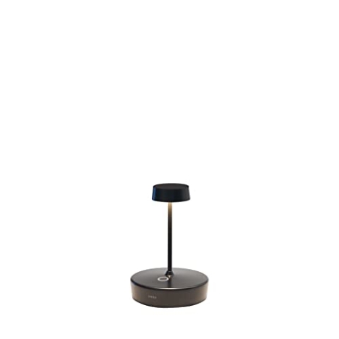 Zafferano, Swap Mini Lampe, Wiederaufladbare und Kabellose Tischlampe mit Touch Control, Geeignet für den Innen- und Außenbereich, Dimmer, 2700 K, Höhe 14,8 cm, Farbe Schwarz