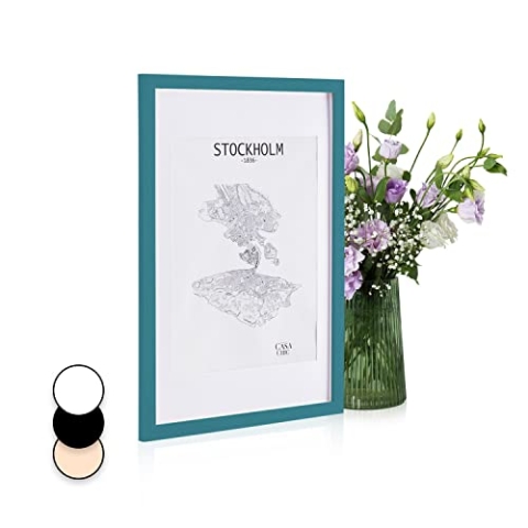 Casa Chic Bilderrahmen mit Passepartout, 73x53 cm Bilderrahmen für Urkunde & Collage, Glas Bilderrahmen, Fotorahmen Stehend/Wandmontage, Rahmen Vertikaler/Horizontaler Gebrauch, Bilderrahmen aus Holz