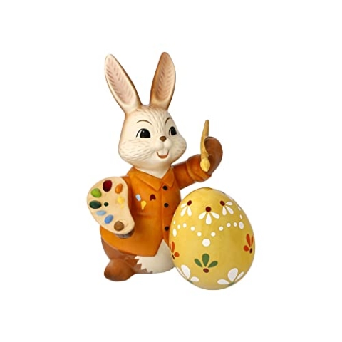 Göbel 66844891 Osterfigur Bald ist es fertig! Bunt Osterhase mit Osterei Erstausgabe 2022, 10,5x12x15 cm