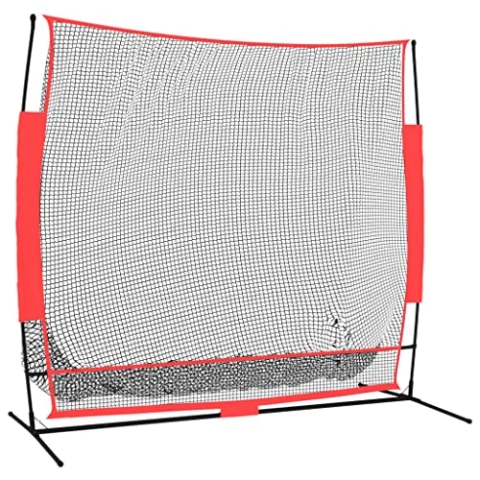vidaXL Baseball Netz, Tragbares Übungsnetz mit Tragetasche, Schwarz Rot Polyester