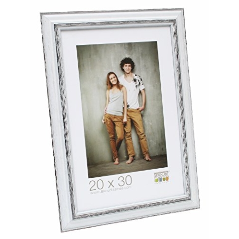 Deknudt Frames S221H3 Bilderrahmen 40x50 Basic, Weiss mit Schwarz, Holz Holz Fotokader
