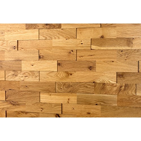 wodewa Wandverkleidung Holz 3D Optik Eiche Rustikal 1m² Wandpaneele Moderne Wanddekoration Holzverkleidung Holzwand Wohnzimmer Küche Schlafzimmer Geölt