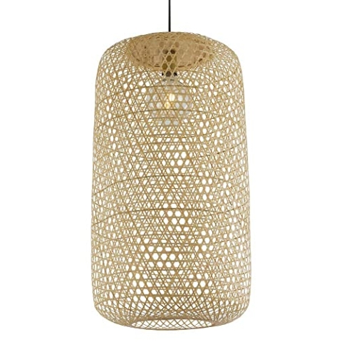 GLOBO Hängeleuchte Bambus Hängelampe 39 cm Wohnzimmer Beleuchtung, Natur