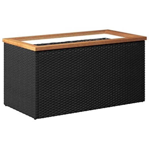 vidaXL Pflanzkübel, Pflanzkasten zum Selber Bauen, Blumenkasten für Innen Außen, Hochbeet Blumentopf Stahlrahmen Kunststoff-Innenbeutel, Schwarz Poly Rattan