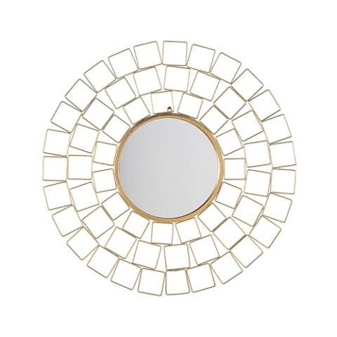 Beliani Stilvoller Spiegel rund Metall 90 x 90 cm Sonnen Optik Gold Labrit