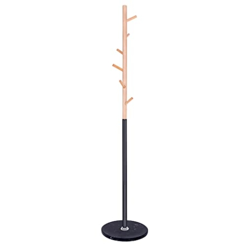 SPRINGOS Kleiderständer Marmor Baum-Optik 180 cm mit 6 Haken Jackenständer stabiler moderner Mantelständer für Diele (180 cm, Natural - Schwarz)