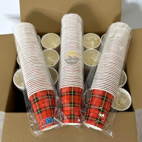 KURTT - Kaffeetassen to go - 1500 Stück + 1500 Rührstäbe - Kaffeebecher Karton 'schottische Raute' - 7oz/180ml - 140mm - Trinkbecher - Kaffeebecher - Pappbecher - Einwegbecher - Pappbecher