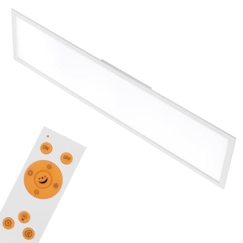 BRILONER - LED Deckenlampe mit Fernbedienung, flach, einstellbar von warmweiß bis kaltweiß, Lampe, Deckenleuchte, Wohnzimmerlampe, LED Panel, Schlafzimmerlampe, 119,5x29,5x4,8 cm, Weiß