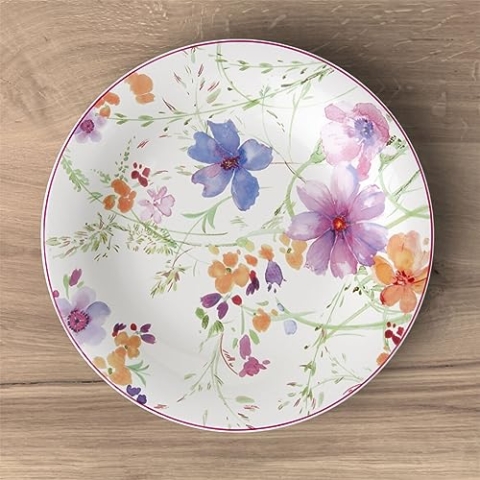 Villeroy & Boch - Mariefleur Basic Frühstücksteller, 6 Stück, 21 cm, Premium Porzellan, Weiß/Bunt, 10-4100-2640-6