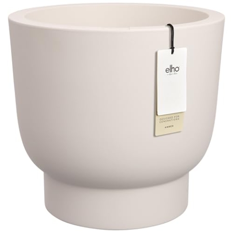 elho Amber Grail 40 - Blumentopf für Innen und Außen - 100% Recyceltem Plastik - Ø 38 x H 36 cm - Weiß/Leinenweiß