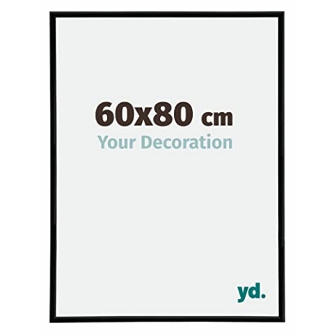 yd. Your Decoration - Bilderrahmen 60x80 cm - Schwarz Hochglanz - Bilderrahmen aus Kunststoff mit Acrylglas - Antireflex - Rahmen 60x80 cm - Annecy