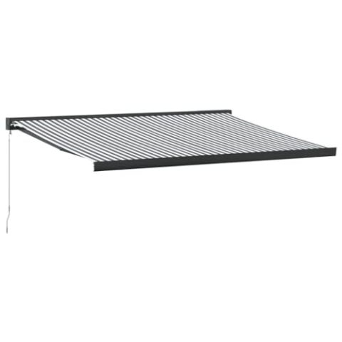vidaXL Markise Einziehbar, Gelenkarmmarkise Wandmontage, Sonnenmarkise für Garten Terrasse, Balkonmarkise, Anthrazit Weiß Stoff Aluminium