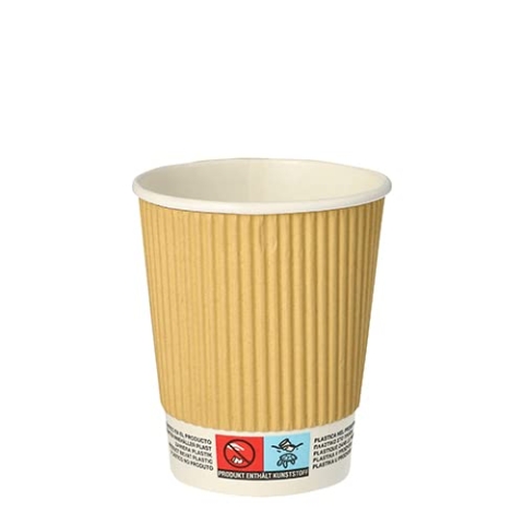 PAPSTAR 500 Trinkbecher, Pappe Pure 0,2 l Ø 8 cm · 9 cm Ripple Wall