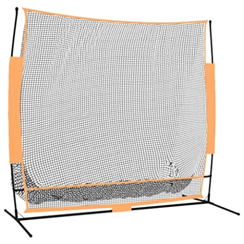 vidaXL Golf Übungsnetz, Golf Training Netz mit Tragetasche, Golf Netz für Golfspieler Anfänger, Golf Trainingshilfe für Zuhause Garten, Schwarz Orange Polyester