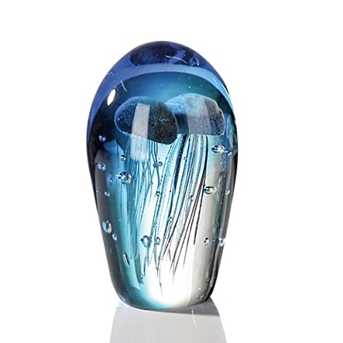 Casablanca - Deko Skulptur, Briefbeschwerer aus Glas - Quallen - mundgeblasen - Höhe 20 cm - ca. 3,5 kg schwer